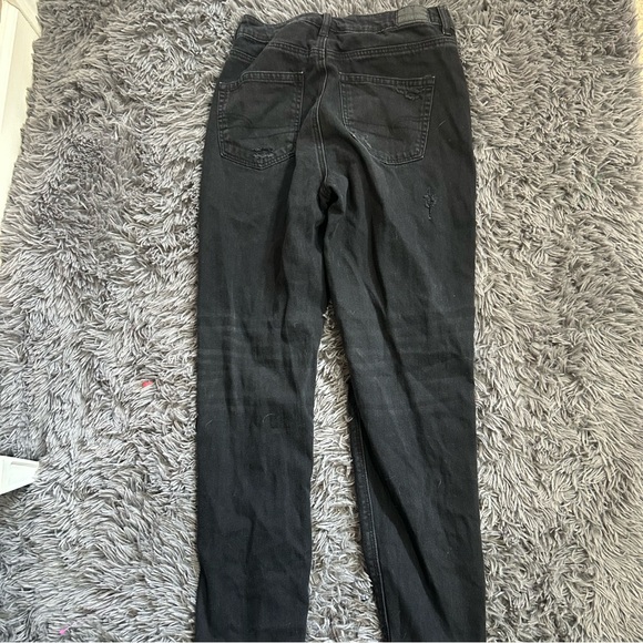 American Eagle Black Wash Mom Jeans Womens Size 4 Regular Denim Pants - Picture 7 of 10